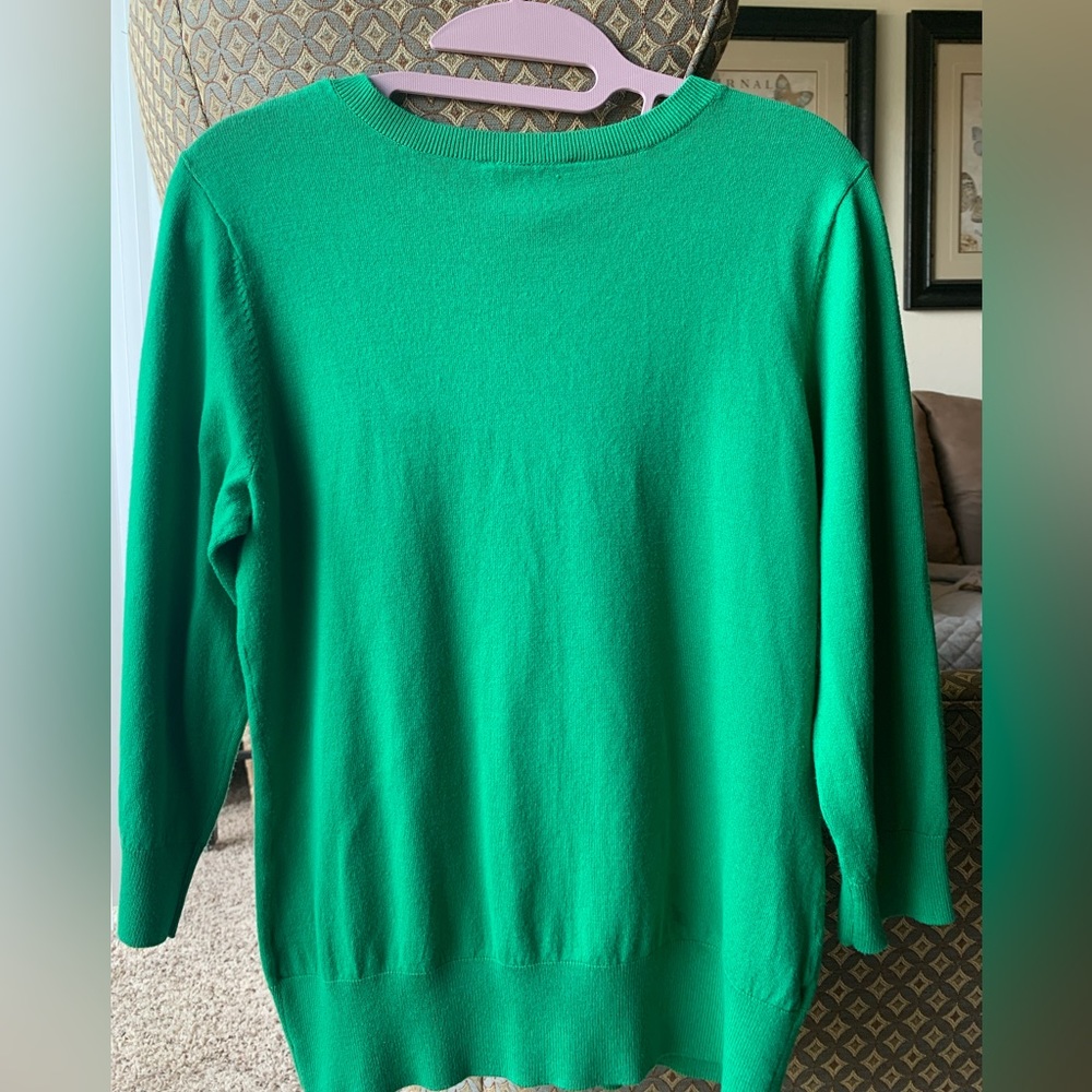 Dressbarn Womenβs Cardigan Buttoned Down Color Green Size Small 3/4 Sleeves - Picture 3 of 8